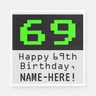 69番目の誕生日 – ネルディ/オタク系のスタイル「69」 & Name スタンダードランチョンナプキン