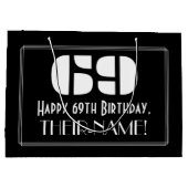 69誕生日インスパイア~アールデコルック"69" +名前 ラージペーパーバッグ (裏面)