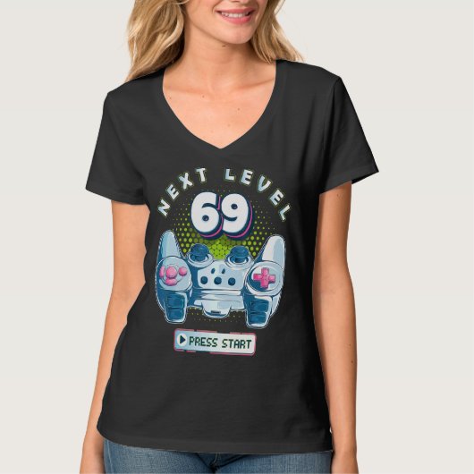 69誕生日ゲーマー次レベル69ゲーミングコントローラー Tシャツ (正面)