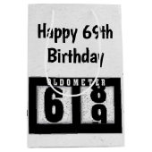 69誕生日ブラックオドメータ ミディアムペーパーバッグ (正面)