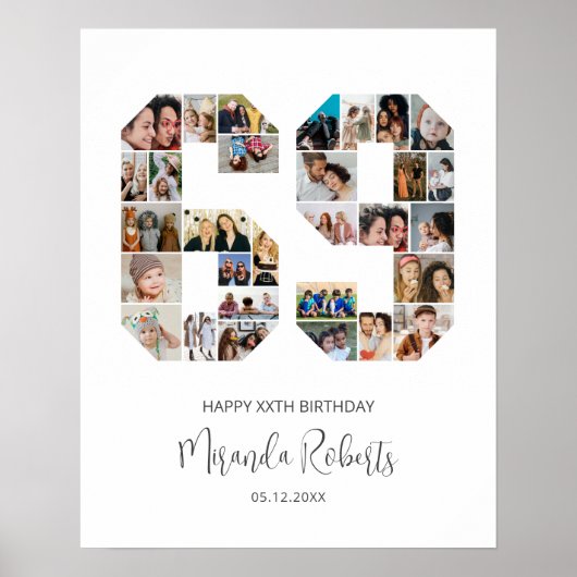 69誕生日番号69カスタムフォトコラージュ ポスター (正面)