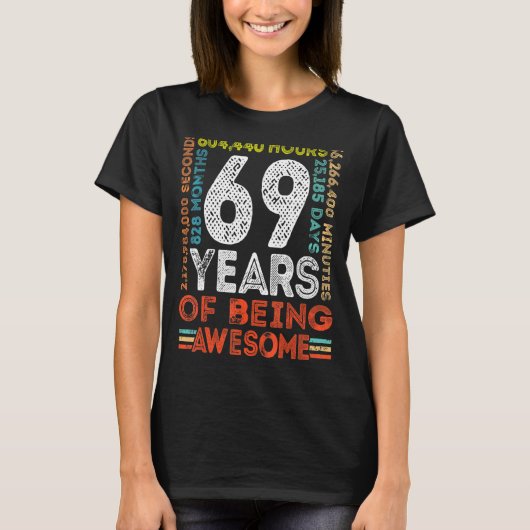 69誕生日素晴らし69歳ヴィンテージレトロ8 Tシャツ (正面)