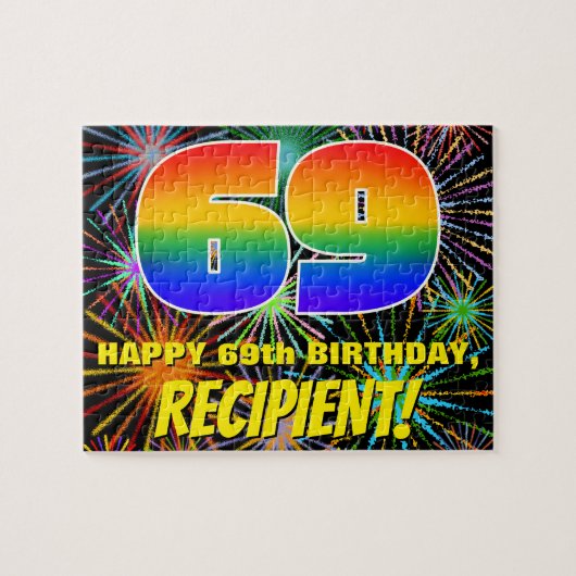 69誕生日:おもしろいカラフル花火 ジグソーパズル (横)
