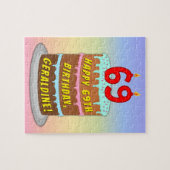 69誕生日:おもしろいケーキとキャンドル+名前をカスタムする ジグソーパズル (横)