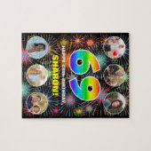 69誕生日:おもしろいレインボー#,名前をカスタムする+写真 ジグソーパズル (横)