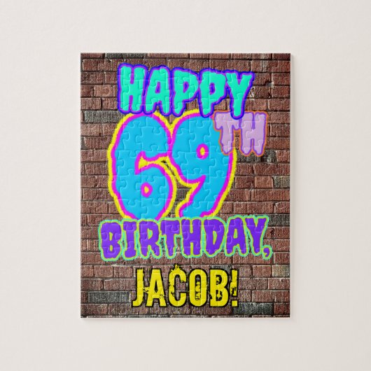 69誕生日～おもしろい、アーバングラフィティインスパイアルック ジグソーパズル (縦)