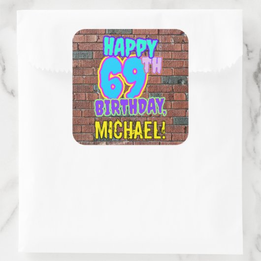 69誕生日-おもしろい、アーバングラフィティインスパイアルック スクエアシール (バッグ)