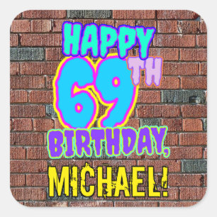 69誕生日-おもしろい、アーバングラフィティインスパイアルック スクエアシール