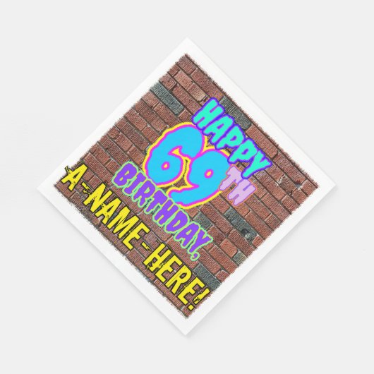 69誕生日~おもしろい、アーバングラフィティインスパイアルック スタンダードランチョンナプキン (角)