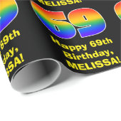 69誕生日:おもしろい、カラフルレインボーインスパイア# 69 ラッピングペーパー (ロールコーナー)