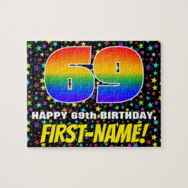 69誕生日:おもしろい、カラフルStar Field Pattern ジグソーパズル