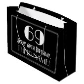 69誕生日:アールデコインスパイアスタイル「69」、名前 ラージペーパーバッグ (裏面アングル)