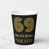 69誕生日:インスパイアアールデコ「69」と名前 紙コップ (正面)