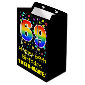 69誕生日:カラフルスターズパターン&レインボー69 ミディアムペーパーバッグ (裏面アングル)