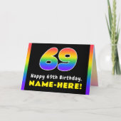 69誕生日:カラフルレインボー# 69,名前をカスタムする カード (正面)