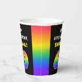 69誕生日:カラフルレインボー# 69,名前をカスタムする 紙コップ (右)