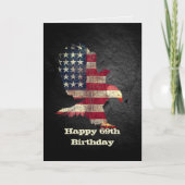 69誕生日・カード用の国旗とハゲ・イーグル カード (正面)