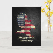 69誕生日・カード用の国旗とハゲ・イーグル カード (黄色い花)