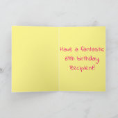 69誕生日:ピンクストライプのハート、レインボー# 69 カード (内部)