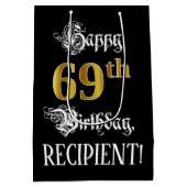 69誕生日~ファンシースクリプト;フェイク金ゴールド検索;名前 ミディアムペーパーバッグ (裏面)
