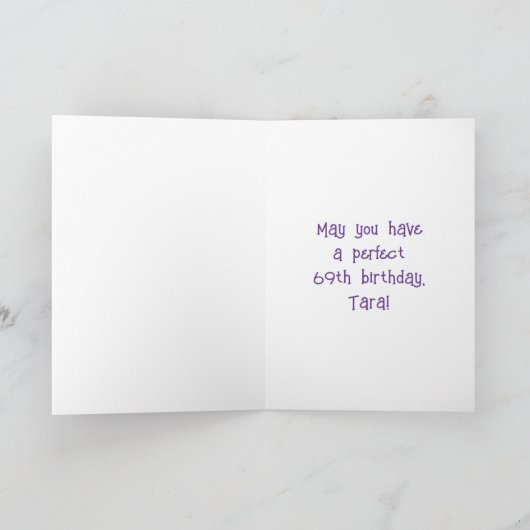 69誕生日:フローラ花数名前をカスタムする カード (内部)