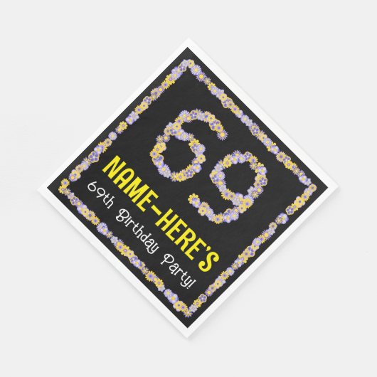 69誕生日:フローラ花数名前をカスタムする スタンダードランチョンナプキン (角)