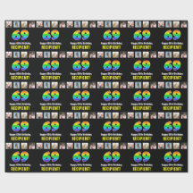 69誕生日：レインボー「69」、写真カスタムと名前