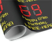 69誕生日：レッドデジタルクロックスタイル"69" +名前 ラッピングペーパー (ロールコーナー)