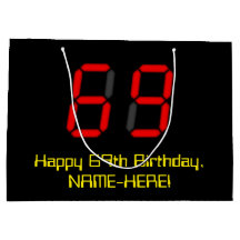 69誕生日：レッドデジタルクロックスタイル"69" +名前