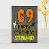 69誕生日:不気味ハロウィーンテーマ、名前をカスタムする カード (黄色い花)