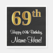 69誕生日～豪華エレガントなフェイク金ゴールドルック# スタンダードランチョンナプキン (正面)