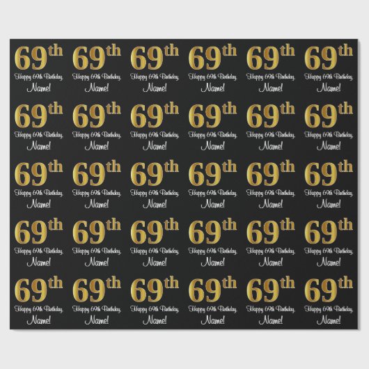 69誕生日：豪華エレガントなフェイク金ゴールドルック# ラッピングペーパー (フラット)