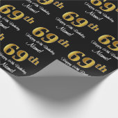 69誕生日：豪華エレガントなフェイク金ゴールドルック# ラッピングペーパー (角)