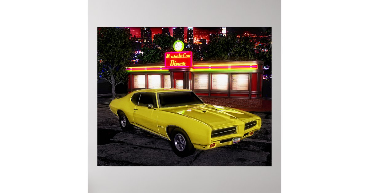 69 Gto筋肉車のアメリカ人のダイナー ポスター Zazzle Co Jp