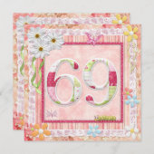 69thバースデーパーティースクラップブック作りスタイル 招待状 (正面/裏面)