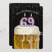 69th誕生日キャンドルパーティの招待状 招待状 (正面/裏面)