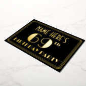 69th誕生日パーティー:アールデコ見る"69",名前と 箔招待状 (回転した状態)