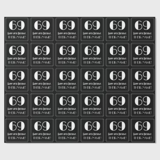 69th誕生日-インスパイアアールデコルック"69",名前 ラッピングペーパー (フラット)