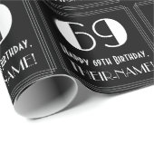69th誕生日-インスパイアアールデコルック"69",名前 ラッピングペーパー (ロールコーナー)