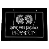 69th誕生日:インスパイアアールデコ「69」と名称 ラージペーパーバッグ (正面)