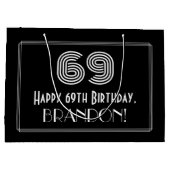 69th誕生日:インスパイアアールデコ「69」と名称 ラージペーパーバッグ (裏面)