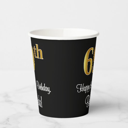 69th誕生日-エレガント豪華なフェイク金ゴールドルック# 紙コップ (左)