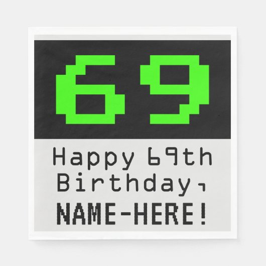 69th誕生日 – ネルディ/オタク系のスタイル「69」と名前 スタンダードランチョンナプキン (正面)