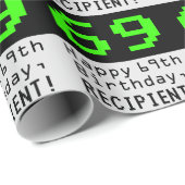 69th誕生日 – ネルディ/オタク系のスタイル「69」と名前 ラッピングペーパー (ロールコーナー)