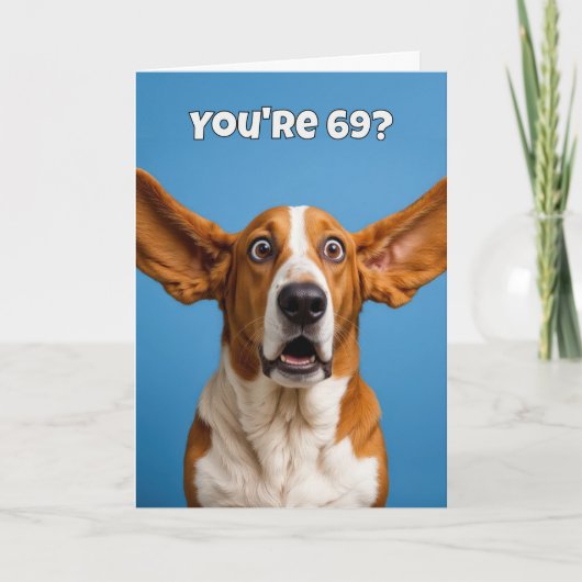 69th Birthday Basset Hound Dog Humor カード (正面)