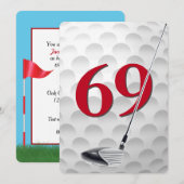 69th Birthday Golf Theme Party 招待状 (正面/裏面)