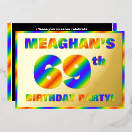 69th Birthday Party —おもしろい、レインボースペクトル「69」 箔招待状