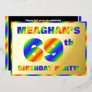 69th Birthday Party —おもしろい、レインボースペクトル「69」 箔招待状