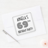 69th Birthday Party:アールデコスタイル+名前をカスタムする スクエアシール (封筒)