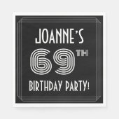 69th Birthday Party:アールデコスタイル+名前をカスタムする スタンダードランチョンナプキン (正面)